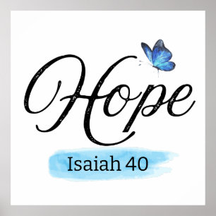 Hope Blue Butterfly Poster