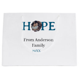 Hope blue holidays bold letter kids photo name yea große geschenktüte