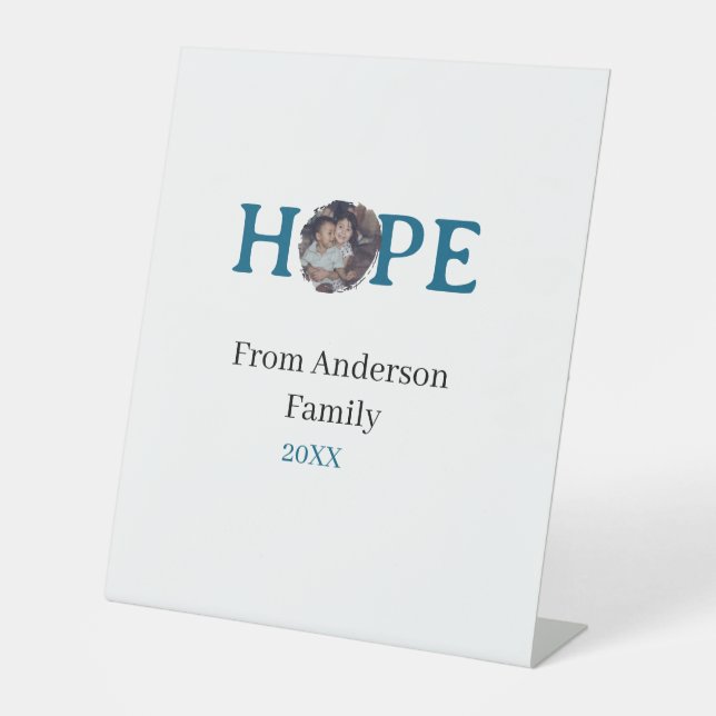 Hope blue holidays bold letter kids photo name yea sockelschild (Vorderseite)