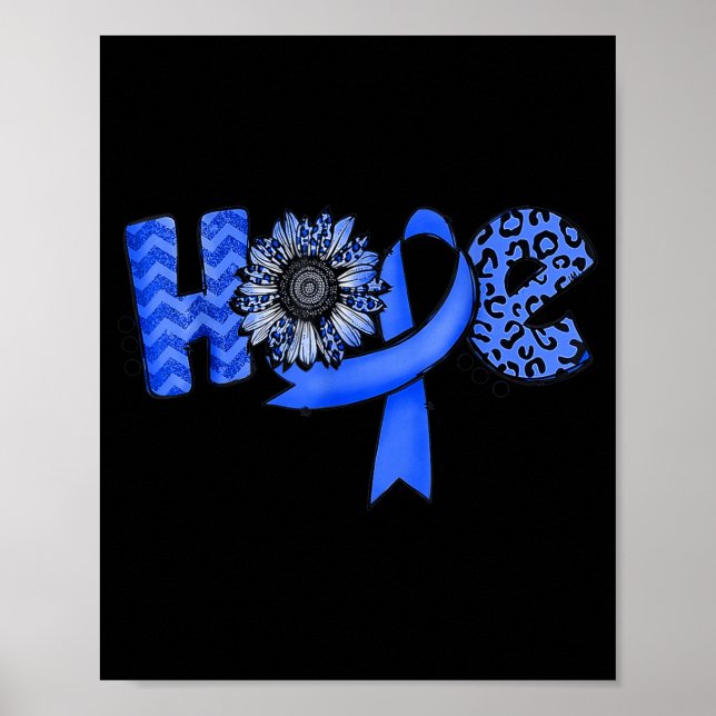 Hope Blue Ribbon Suower Darmkrebs Poster (Vorne)