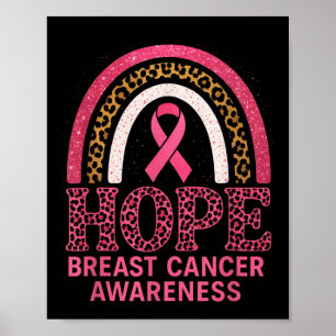 Hope Breast Cancer Awareness - Rainbow Pink Ribbon Poster