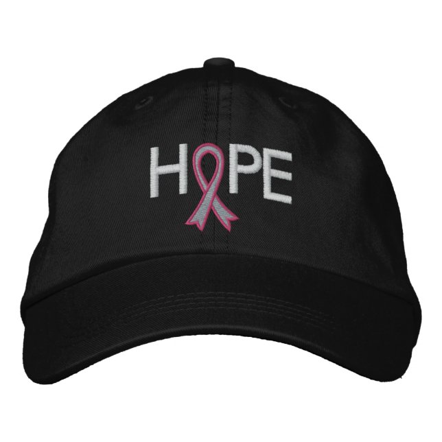 HOPE - Brustkrebs Bestickte Baseballkappe (Vorderseite)