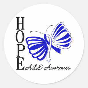 Hope Butterfly ALS Disease Runder Aufkleber