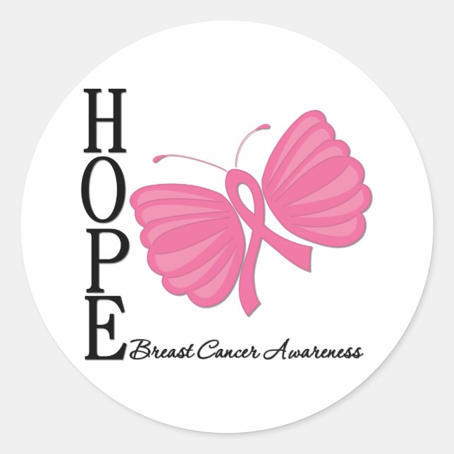 Hope Butterfly Brustkrebs Runder Aufkleber (Vorderseite)