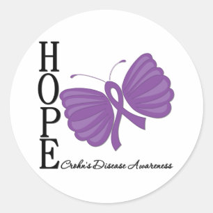 Hope Butterfly Crohn Runder Aufkleber