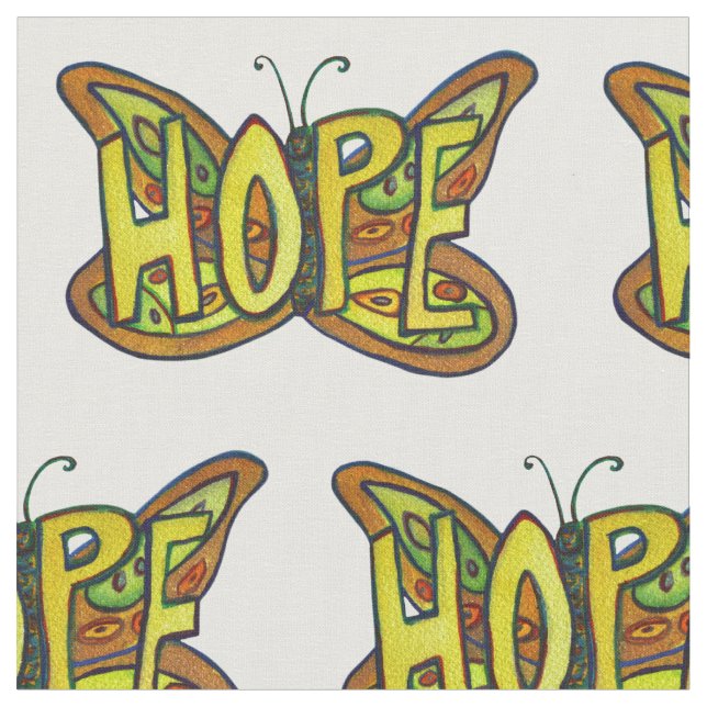 Hope Butterfly Inspiration Word Stoff Material (Nahaufnahme)