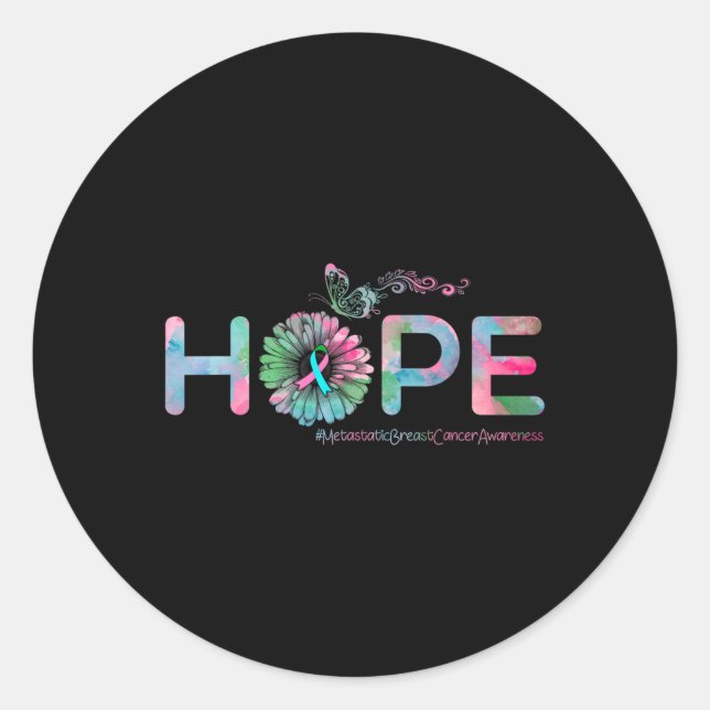 HOPE Butterfly Metastatic Breast Cancer Awareness Runder Aufkleber (Vorderseite)