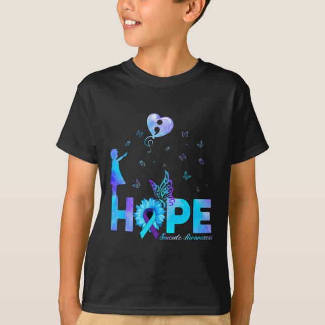 HOPE Butterfly Sonnenblume Suizid Prävention Aware T-Shirt (Vorderseite)