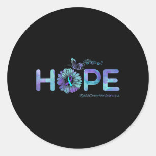 Hope Butterfly Suicide Prevention Awareness Gesche Runder Aufkleber