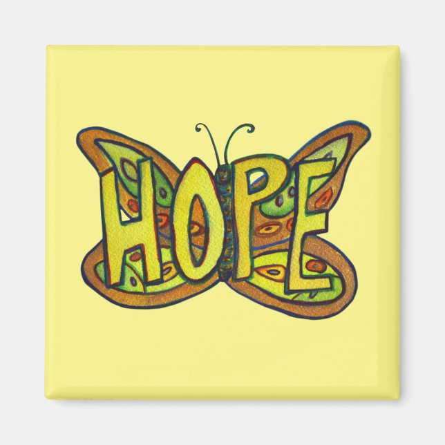 Hope Butterfly Word Art Inspiration Magnet (Vorne)