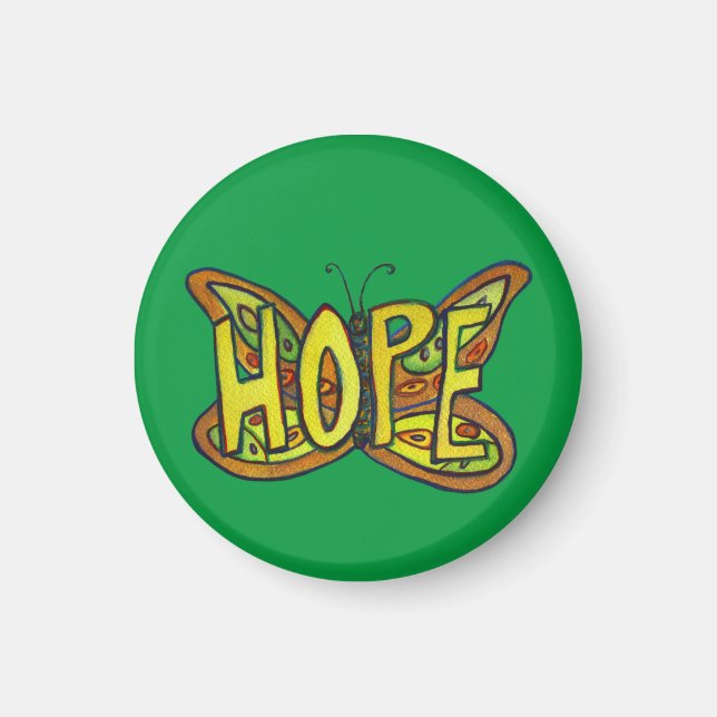 Hope Butterfly Word Art Inspiration Magnete (Vorne)