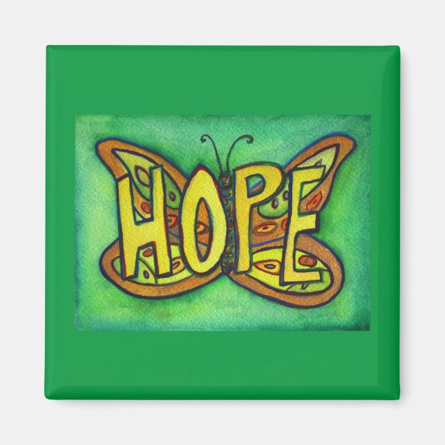 Hope Butterfly Word Art Inspiration Magnete (Vorne)