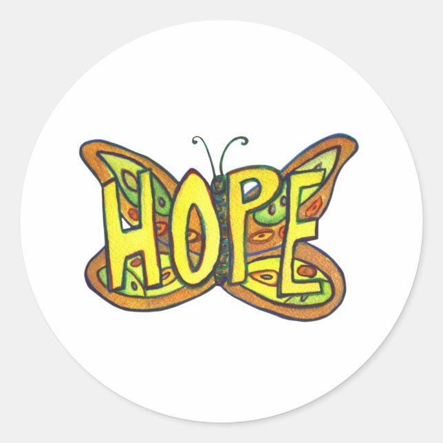 Hope Butterfly Word Art Inspiration Sticker (Vorderseite)