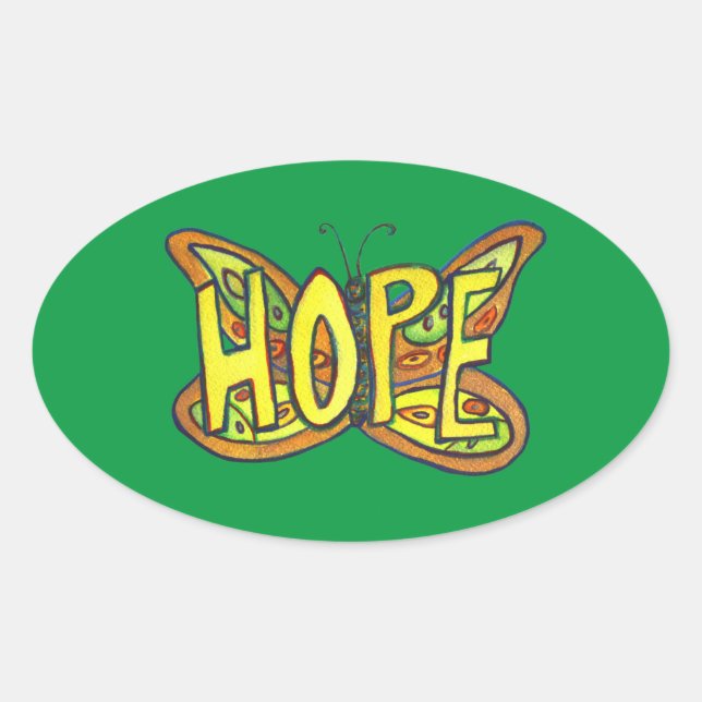 Hope Butterfly Word Art Inspiration Sticker (Vorderseite)