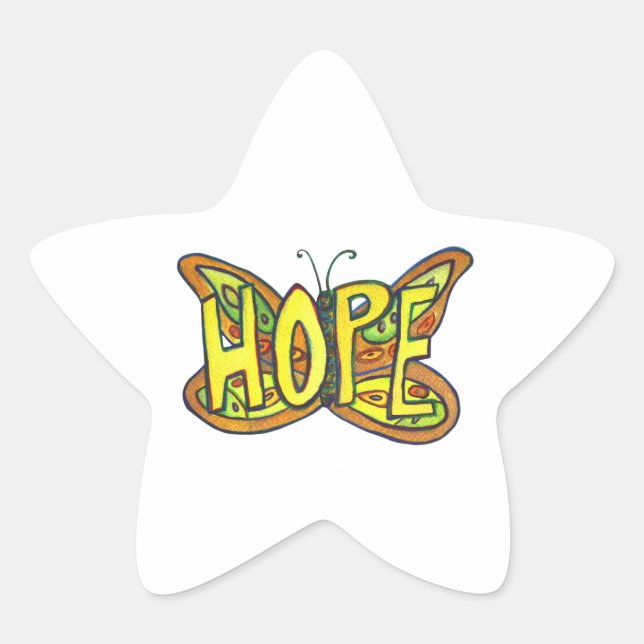 Hope Butterfly Word Art Inspiration Sticker (Vorderseite)