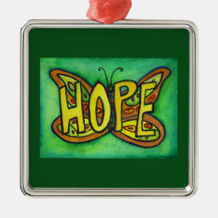 Hope Butterfly Word Kunst-Geschenk Feiertage Ornam Silbernes Ornament