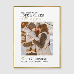 Hope & Cheer Minimalistisches Gold Script Neujahrs Magnetkarte