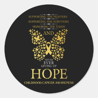 Hope Childhood Cancer Awareness Gold Ribbon Runder Aufkleber