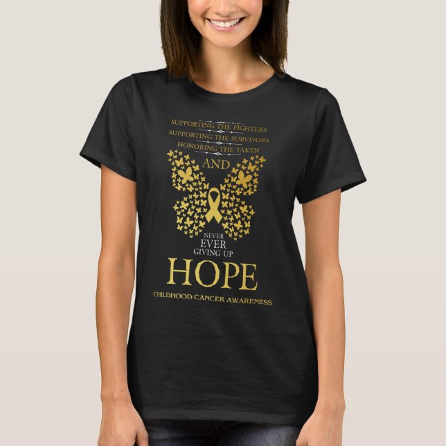 Hope Childhood Cancer Awareness Gold Ribbon T-Shirt (Vorderseite)