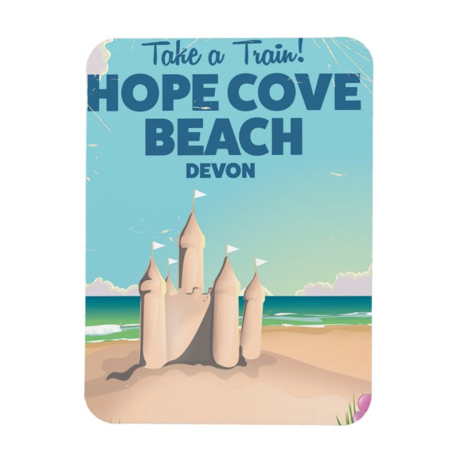 Hope Cove Beach Devon Vintage Reiseplakat Magnet (Vertikal)