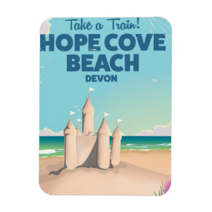 Hope Cove Beach Devon Vintage Reiseposter Magnet