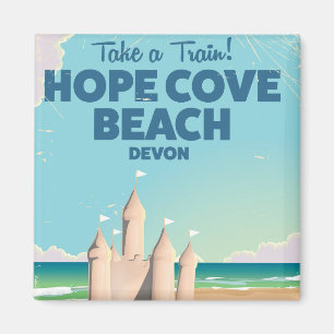 Hope Cove Beach Devon Vintage Reiseposter Magnet