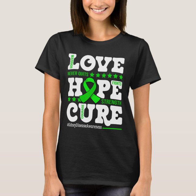 Hope Cure Warrior Niere Disease Awareness Support T-Shirt (Vorderseite)