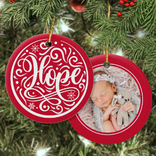 Hope Custom Baby Foto Weihnachtsfeiertag Red Keramik Ornament