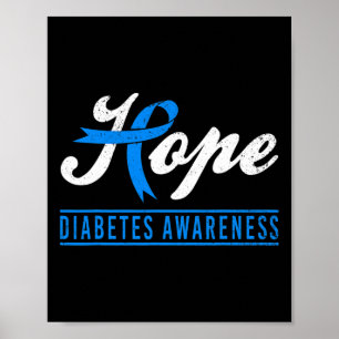 Hope Diabetes Awareness Ribbon Diabetic Typ 1 T1 Poster