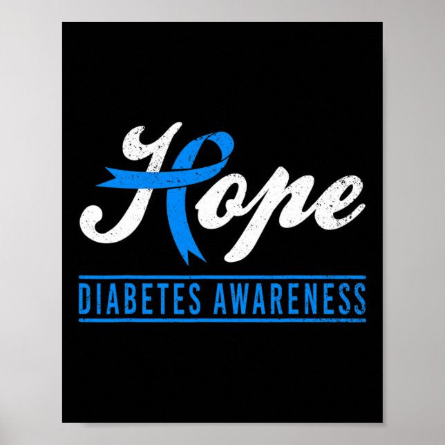 Hope Diabetes Awareness Ribbon Diabetic Typ 1 T1 Poster (Vorne)