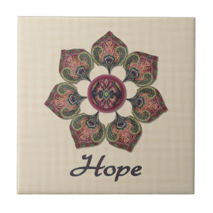 HOPE Fabric Collage Blume Rot und Blau Fliese