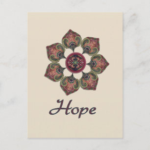 HOPE Fabric Collage Blume Rot und Blau Postkarte