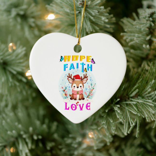 Hope Faith Liebe Keramik Ornament (Baum)