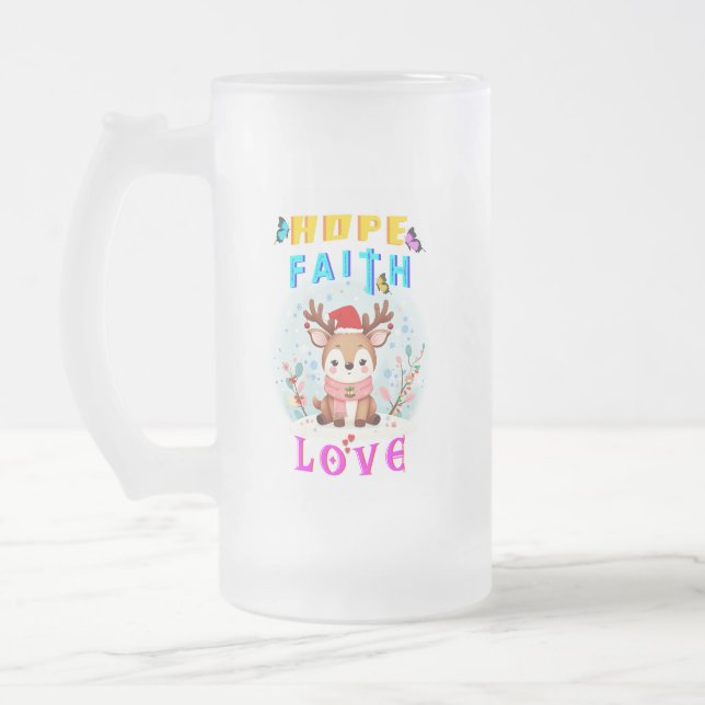 Hope Faith Liebe Mattglas Bierglas (Links)