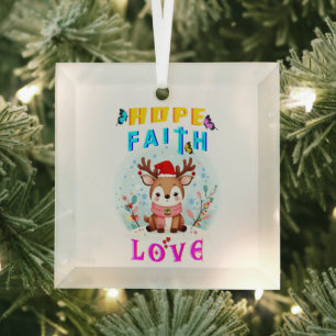 Hope Faith Liebe Ornament Aus Glas