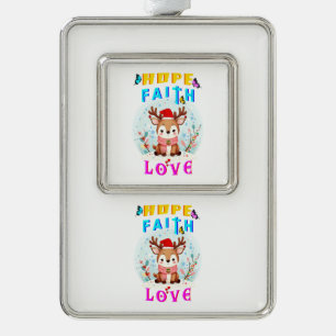Hope Faith Liebe Rahmen-Ornament Silber