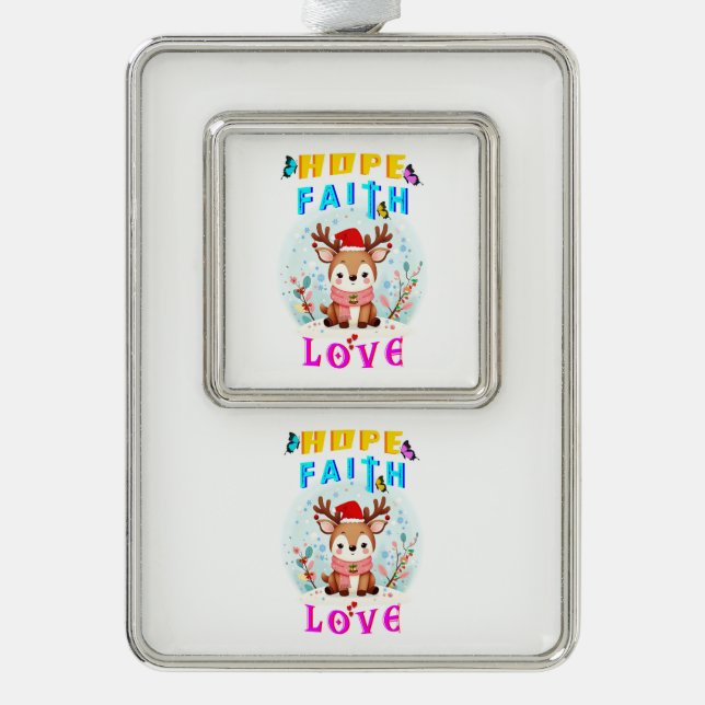 Hope Faith Liebe Rahmen-Ornament Silber (Vorderseite)