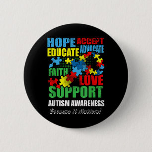 Hope Faith Liebe Ribbon Autismus Bewusstsein Fraue Button