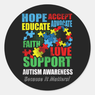 Hope Faith Liebe Ribbon Autismus Bewusstsein Fraue Runder Aufkleber