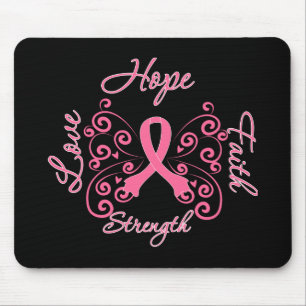 Hope Faith Liebe Stärke Brustkrebs Mousepad