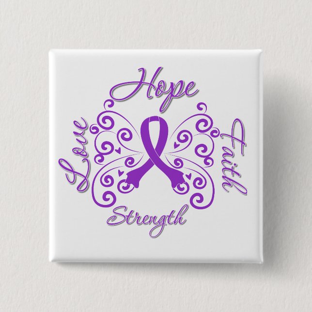 Hope Faith Liebe Stärke Fibromyalgie Button (Vorderseite)