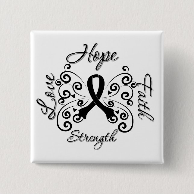 Hope Faith Liebe Stärke Melanom Button (Vorderseite)