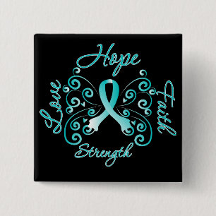 Hope Faith Liebe Strength Cervical Cancer Button