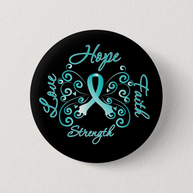 Hope Faith Liebe Strength Cervical Cancer Button (Vorderseite)