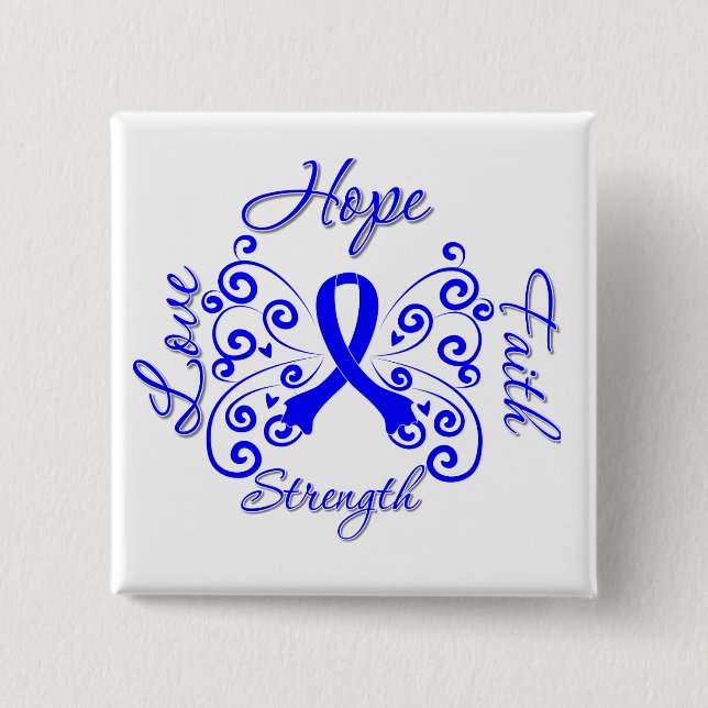 Hope Faith Liebe Strength Colon Cancer Button (Vorderseite)