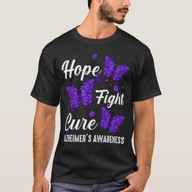 Hope Fight Cure Alzheimers Awareness Butterfly T-Shirt (Vorderseite)