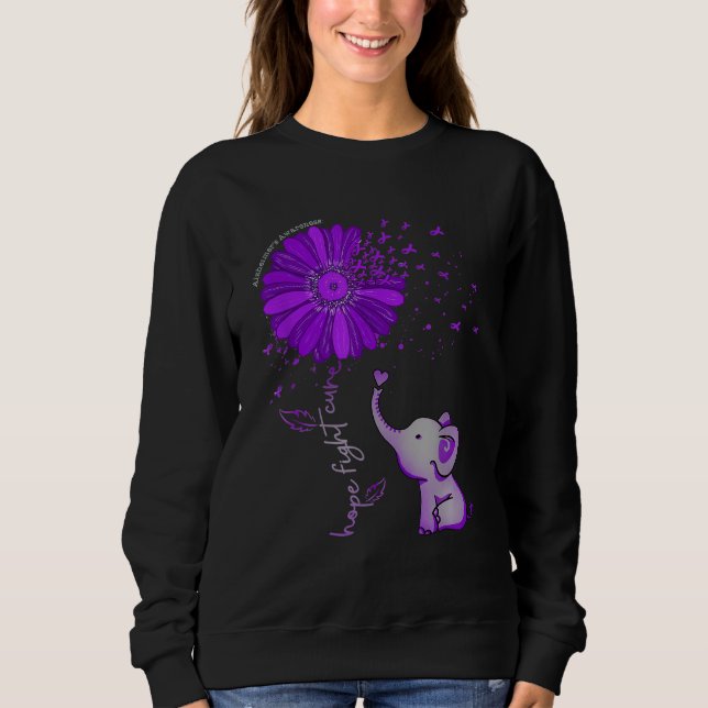 Hope Fight Cure Alzheimer's Elephant & Blume Sweatshirt (Vorderseite)