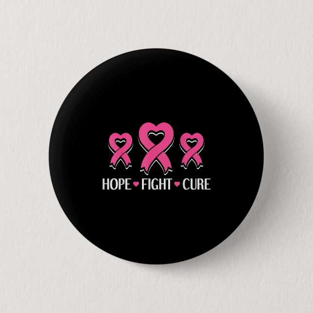 Hope Fight Cure - Breast Cancer Awareness Month Button (Vorderseite)