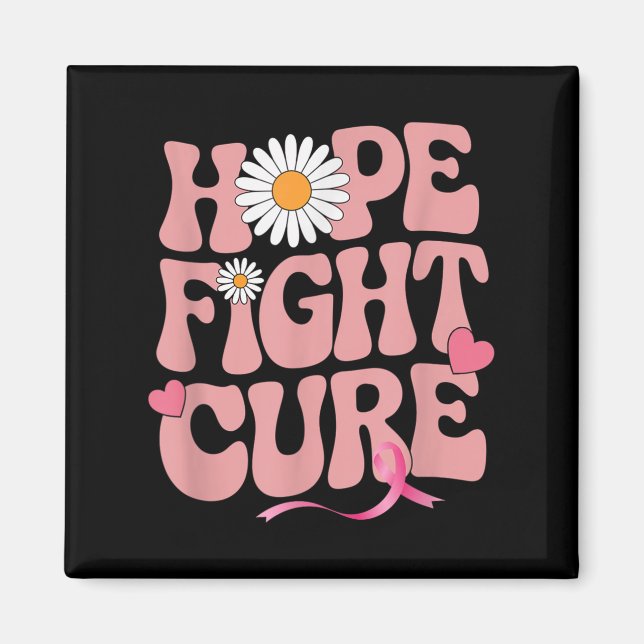 Hope Fight Cure Brustkrebs Awareness Retro Groo Magnet (Vorne)