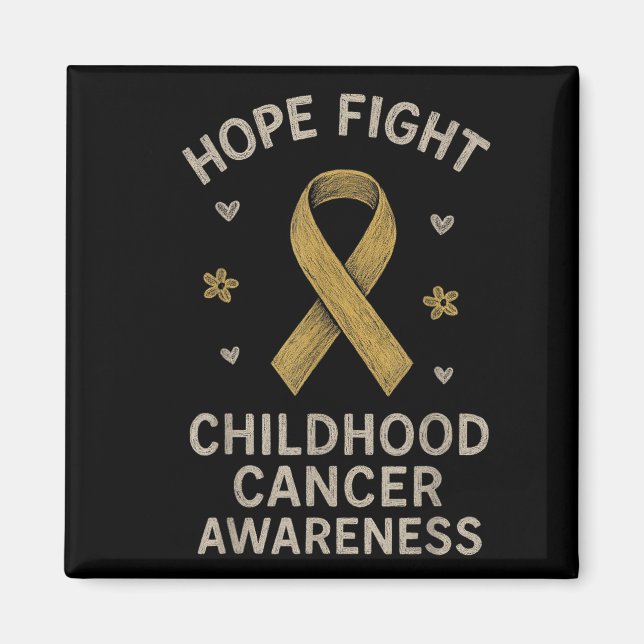 Hope Fight Shirt Kinder Krebs Bewusstsein Golden Magnet (Vorne)